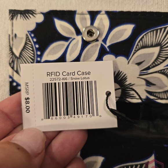 Vera Bradley NEW Card Case Snow Lotus Black White Floral Retired Pattern RFID Se - Picture 12 of 12
